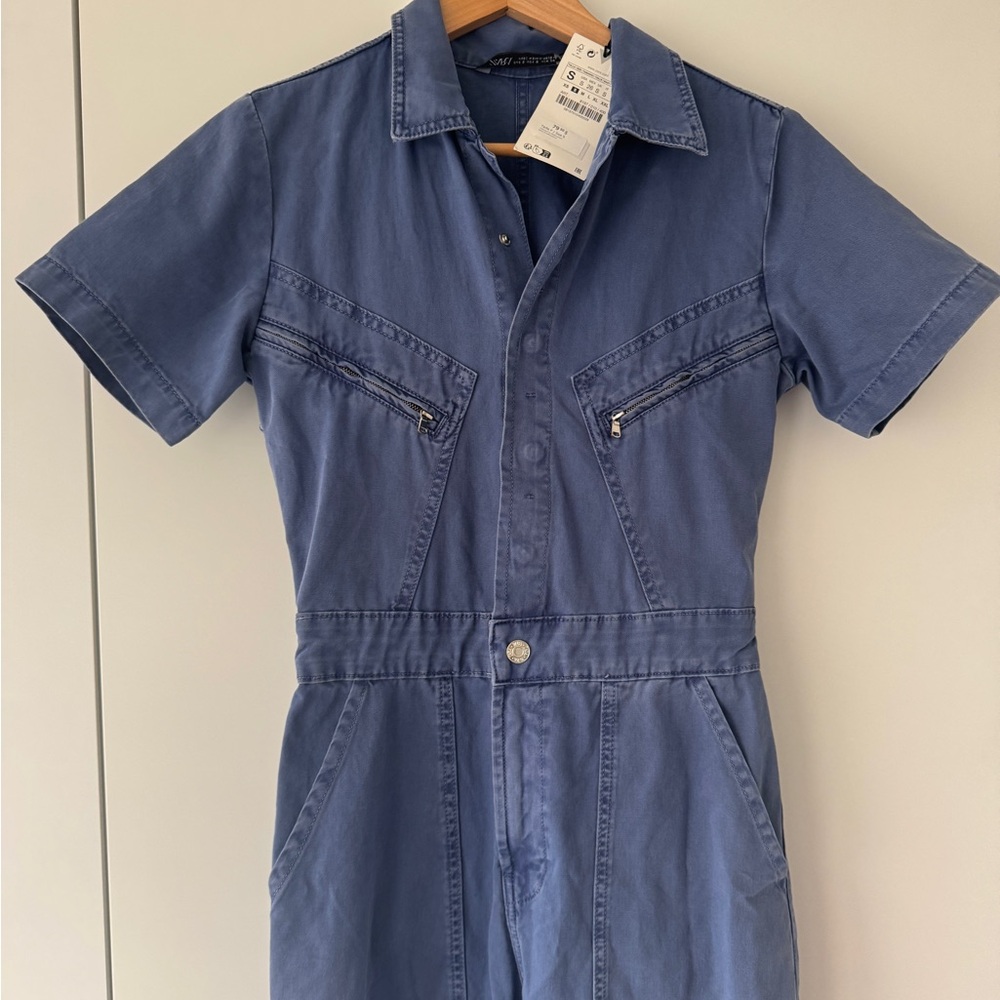 Zara NWT  Blue One Piece Jumpsuit size Small